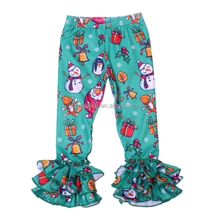 Leggings con volant per ragazze con stampa natalizia personalizzata pantaloni da ragazza di alta qualità comodi in tessuto di seta e latte - Product Image 4