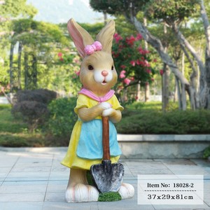 Estátua de jardim para decoração, modelo de coelho fofo, animal dos desenhos animados, decoração de jardim de infância, esculturas de fibra de vidro - Product Image 3