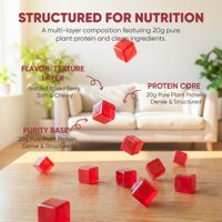 Gomitas de Proteína con Sabor a Bayas Mixtas, 20 g de Proteína, 100 Calorías, 5 g de Azúcar, Fibra Prebiótica, 60 Unidades
