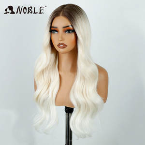 วิกผมสังเคราะห์ลูกไม้ด้านหน้าสำหรับผู้หญิงขนาด26นิ้วบอดี้เวฟสำหรับสีบลอนด์ไฮไลท์สีขาวหมวกคอสเพลย์ก่อนตัด - Product Image 4