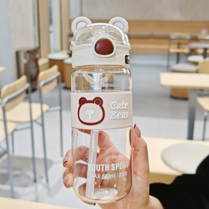 Gobelets portables pour enfants au design mignon d'animaux avec paille, bouteille d'eau anti-chute pour enfants, tasses de voyage - Product Image 5