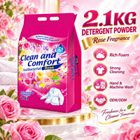 Détergent à lessive en poudre ODM 2,1 kg de haute qualité, parfum rose, mousse abondante, parfum longue durée, détachant, blanchissant, écologique