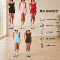 Combinaison de yoga sans manches personnalisée pour femme, nouvelle collection, tenue de sport avec dos design et couvrant les hanches, body de sport