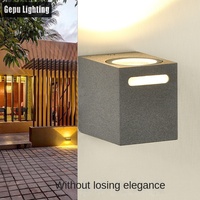 Applique murale extérieure moderne et simple en aluminium, LED GU10, carrée, étanche en PC, pour balcon, allée, jardin, porte, à tête simple/double
