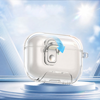 Étui transparent scintillant avec support de téléphone intégré antichoc en TPU pour Airpods Pro 5 4, compatible avec Airpods Pro 3