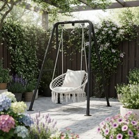 Fauteuil suspendu en macramé Danlong avec kits de fixation, structure de support en métal pour intérieur, extérieur, balcon, cour, véranda