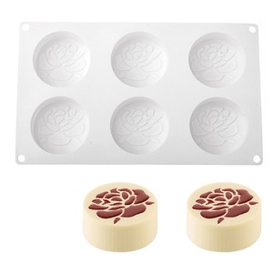 Moule à gâteau en silicone écologique en forme de rose ronde <span class=keywords><strong>pour</strong></span> la Saint-Valentin, <span class=keywords><strong>pour</strong></span> mousse et outil de cuisson cylindrique - Product Image 3