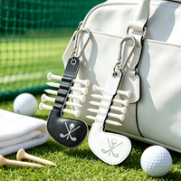 Nouveau porte-tee de golf en cuir PU en forme de club de golf avec mousqueton, pochette pour tee de golf en cuir PU, accessoires de tee de golf, cadeau promotionnel