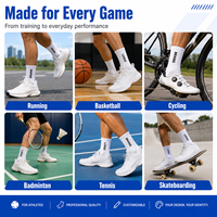 Chaussettes de sport blanches unies personnalisées, absorbant les chocs, pour l'entraînement, unisexes, en tricot, avec logo personnalisé