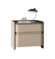 Table de chevet moderne italienne minimaliste de luxe léger en bois massif et cuir, nouveau modèle haut de gamme avec rangement intégral, mobilier de chambre à coucher