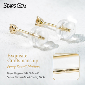 Boucles d'oreilles clous Starsgem en or massif 10K avec diamants de laboratoire brillants 20PTS 10PTS par paire, sertissage Martini, unisexe, classiques - Product Image 3