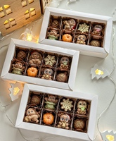 IMEE en stock, boîte carrée blanche à couvercle transparent avec compartiments, 4, 8, 9, 12 cavités, pour chocolats, bonbons, fraises, macarons, avec séparateurs
