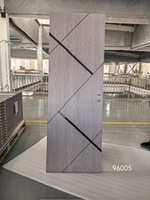 Porte recouverte de film PVC avec décoration en acier inoxydable, design à incrustations métalliques, anti-rayures, porte intérieure pour maison, hôtel, conforme à la norme ISO