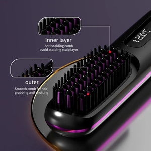 <b>Smart</b> <b>Home</b> Supplies Cordless Hair Straightener Brush LED Temperature Display Negative Ions Ceramic Hot Comb Ceramic - Product Image 3