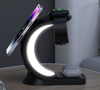 2026 cadeaux du nouvel an vente chaude rvb lumières 3 en 1 chargeur sans fil 15W Station de charge sans fil magnétique rapide