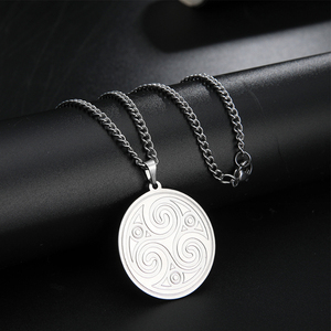 Collar de Hombre de Acero Inoxidable con Colgante de Amuleto con Símbolo de Triskelión de Triple Hélice, Talismán Herético de <span class=keywords><strong>Magia</strong></span> Oculta - Product Image 4