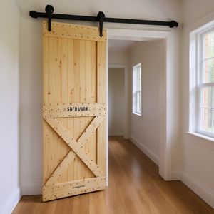 Porte coulissante intérieure en pin massif Narvik, style ferme, 35,4 x 82,7 pouces - Product Image 2