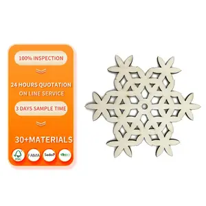 Set of 6 Snowflake Wooden Coasters for Drinks and Coffee Christmas wood Cup Mat tray Gift