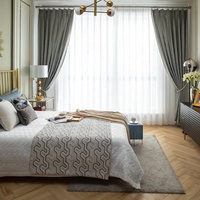 Parure de Lit de Luxe en Coton 100% Brodé, 8 Pièces avec Rideaux