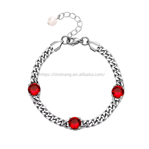 New Color-Retaining Stainless Steel Cuban Chain Simple Unique <b>Gemstone</b> <b>Bracelet</b> European American Unisex Chain Tanjing - Product Image 5