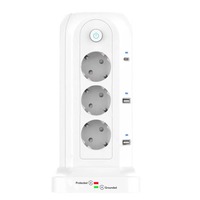 Multiprise tour OEM avec protection contre les surtensions, 12 prises européennes, 4 ports USB, 2 ports Type C, station de charge de bureau, protection contre les surcharges, cordon d'alimentation