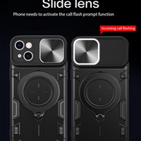Coque de protection antichoc avec anneau support et cache coulissant pour objectif pour Samsung Galaxy S23 S24 Ultra