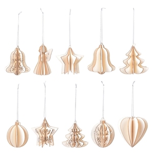 Ornements suspendus <span class=keywords><strong>en</strong></span> <span class=keywords><strong>bois</strong></span> <span class=keywords><strong>3D</strong></span> à faire soi-même, étoiles et boules créatives pour Noël, décorations de Noël - Product Image 3