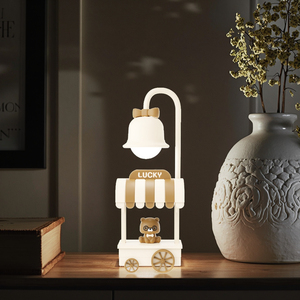 Lámpara de escritorio de oso recargable con USB, LED, carrito, con luz nocturna, ABS, para estudiantes, dormitorio - Product Image 1