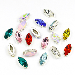 Occhio di <span class=keywords><strong>cavallo</strong></span> in <span class=keywords><strong>pietra</strong></span> fantasia con impostazioni in metallo K9 strass di vetro all'ingrosso senza piombo perline di cristallo per gioielli accessori - Product Image 1