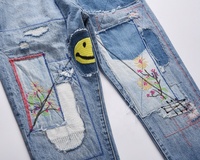 OEM FOG Privé Bleu Marque de Mode Drop Shipping Stock Déchiré Écussons de Broderie Jeans