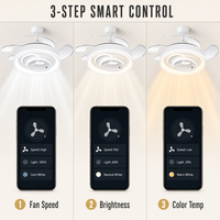 Ventilateur de plafond rétractable intelligent de 42 pouces avec éclairage décoratif, haut-parleur, télécommande et compatibilité Alexa, ventilateurs de plafond à intensité variable