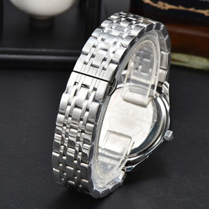 Montre à quartz professionnelle à trois aiguilles avec cadran rond, étanche, bracelet en cuir et boucle en acier inoxydable - Product Image 6