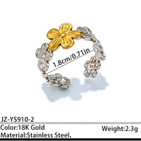 Cincin Minimalis Lapis Emas 18K Kombinasi Dua Warna, Cincin Jari Telunjuk Geometris Bahan Stainless Steel