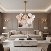 Suspension moléculaire moderne Jingshi Lighting en or, avec globes en verre givré effet craquelé, élégante décoration pour salle à manger
