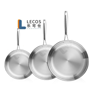 LECOS Vente en gros Poêle à frire en acier inoxydable 304 de haute qualité Batterie de cuisine coréenne à trois plis Sartènes Poêle à induction Poêle à frire - Product Image 1