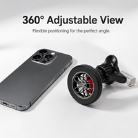 Support de téléphone magnétique pour grille d'aération de voiture en alliage d'aluminium stable avec étrier rouge, rotation à 360 degrés et hauteur réglable