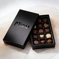 Emballage de luxe écologique personnalisé, boîte cadeau pour 12 truffes au chocolat, boîte à chocolat vide avec couvercle et base en papier, avec plateau en blister