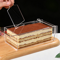 Boîte à tiramisu rectangulaire en acrylique transparent avec couvercle coulissant, qualité alimentaire, pour présentation de desserts, biscuits, pâtisseries, mousses, gâteaux, emballage cadeau