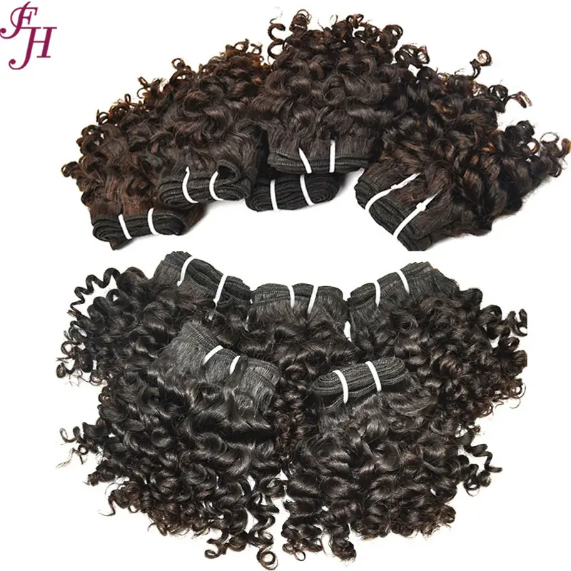 एफएच उच्च गुणवत्ता 10ए 8-20'' गहरे घुंघराले बाल कपड़ा कच्चे कम्बोडियन घुंघराले वर्जिन बाल बंडल छोटे गांठदार घुंघराले मानव बाल