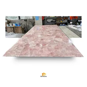 Factory Price Large Size Rose Quartz Pink Crystal Stone Semi Precious Stone Slab For Wall Panel/Countertop