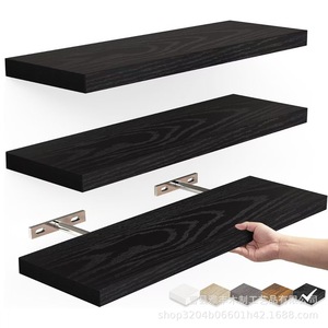 <b>Wall</b> <b>Mounted</b> Wooden <b>Shelf</b> Rectangle 1 Layer Multifunction Storage Rack For Living Room Bedroom - Product Image 2