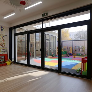 Portes coulissantes en verre trempé double en aluminium imperméable avec design supérieur pour supermarchés extérieurs de chambre à coucher ou de villa - Product Image 2