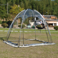 Tente dôme de jardin améliorée, tente bulle transparente d'extérieur pour 2 personnes, serre géodésique avec couverture transparente en PVC imperméable