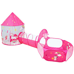 Ensemble de tente de jeu licorne avec tunnel et piscine à balles pour filles, utilisation intérieure, matériau PVC, design pliable - Product Image 3