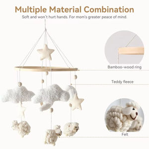 Mobile bébé lune étoiles nuages, étoiles nuages mouton, décoration de <span class=keywords><strong>plafond</strong></span>, jouet apaisant pour nouveau-né, décoration de chambre neutre - Product Image 4