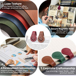 Marque-page magnétique en cuir, cadeau idéal pour les enseignants et les amoureux des livres, marque-page magnétique en cuir Crazy Horse PU vierge au laser - Product Image 3