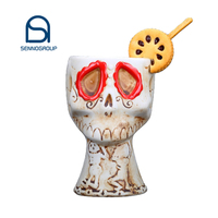 Mug TIKI Horrifique Crâne pour Bar Hawaïen, Tasse en Céramique à Yeux Sanglants, Motif Fantôme, pour Bière et Cocktails, Tête de Mort Créative et Amusante