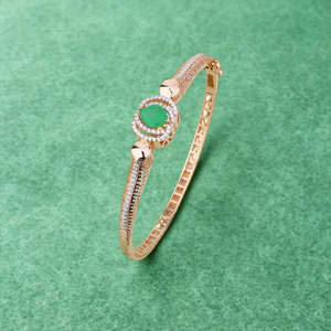 Brazalete de lujo con diamantes de oro y piedras preciosas de esmeralda verde, joyería fina para mujer, elegante regalo de aniversario de boda - Product Image 3