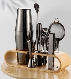 Juego de Coctelera de Acero Inoxidable con Jigger, Kit de Accesorios de <span class=keywords><strong>Bar</strong></span> de 11 Piezas con/sin Soporte de Bambú - Product Image 4