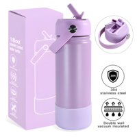 Bouteille d'eau sport portable 18 oz en acier inoxydable, gourde isotherme avec sangle et couvercle à clapet, gravure personnalisée, impression sérigraphique